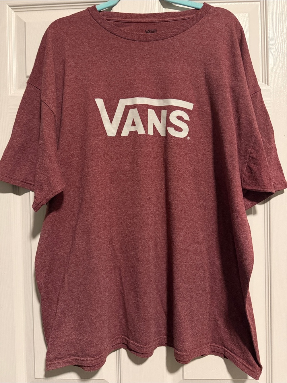 Vans Men's Short Sleeve Logo Tee in Maroon Heather